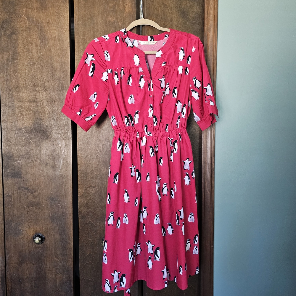 Red Dress with Penguin Print